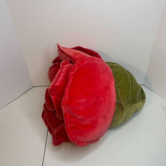 Rose Design Floral Luxe Velvet Large Pillow Decor - Picture 2 of 5